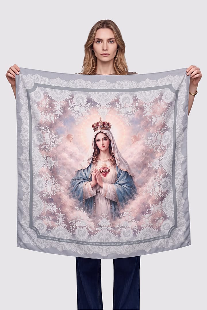 Lenço Feminino Imaculado Coração Bege
