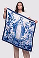 Lenço Feminino Nossa Senhora das Graças Azul com Estampa Floral e Beija-Flores
