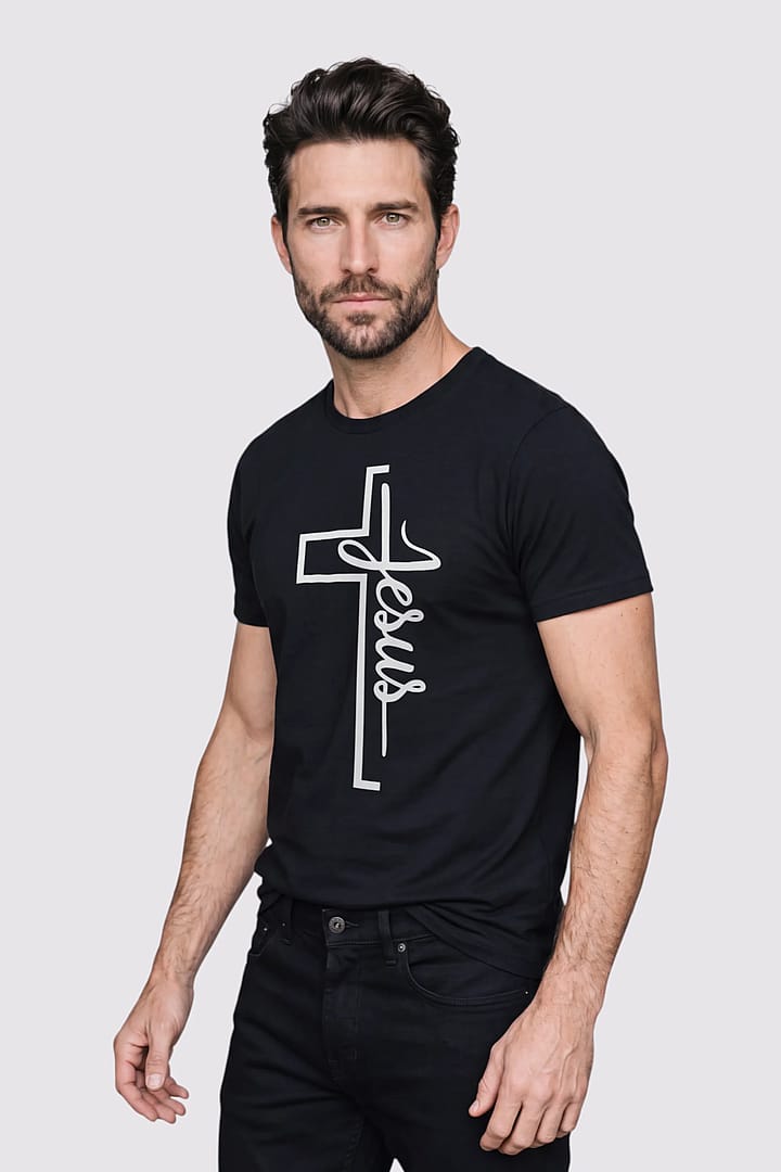 Camiseta Oversized Jesus Cruz Branca - Masculino