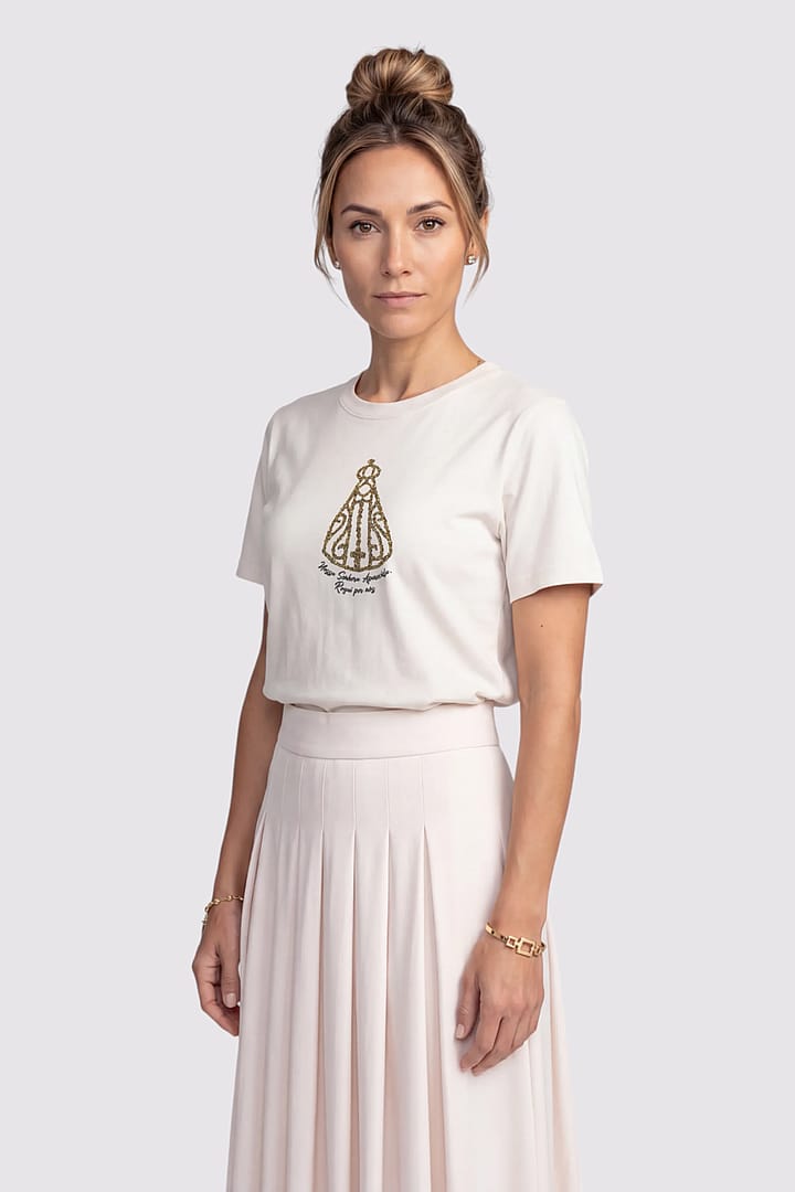 Camiseta Nossa Senhora Aparecida Rogai Por Nós - Feminino