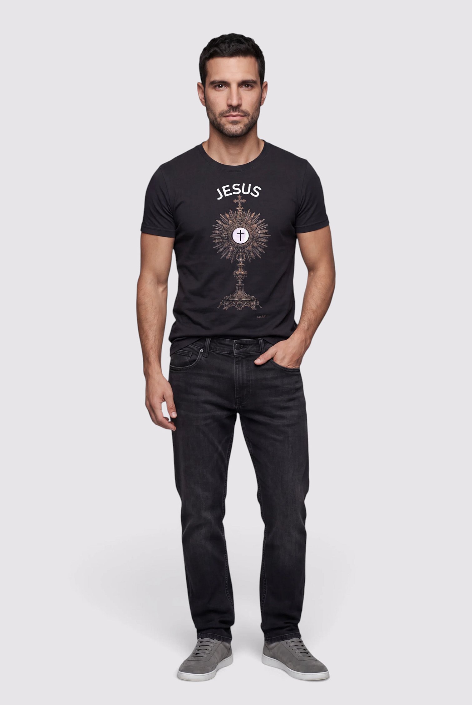 Camiseta Oversized Jesus Neon Preto - Masculino